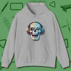 Eight Ball Skull Hoodie, front view, in Sport Grey precise, confident, always in control