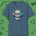 Eight Ball Skull T-Shirt, front view, in Indigo Blue your secret weapon off the table