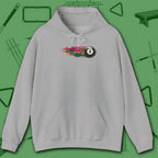 Eight Ball Streak Pool Hoodie, in Sport Grey color, billiards hoodie, front view