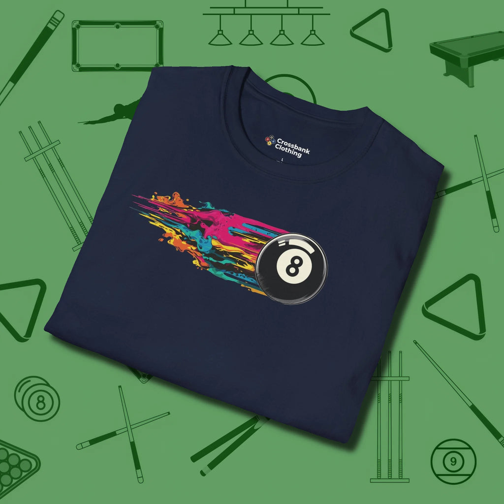 Eight Ball Streak T-Shirt, folded view, in Navy attitude built for the long haul