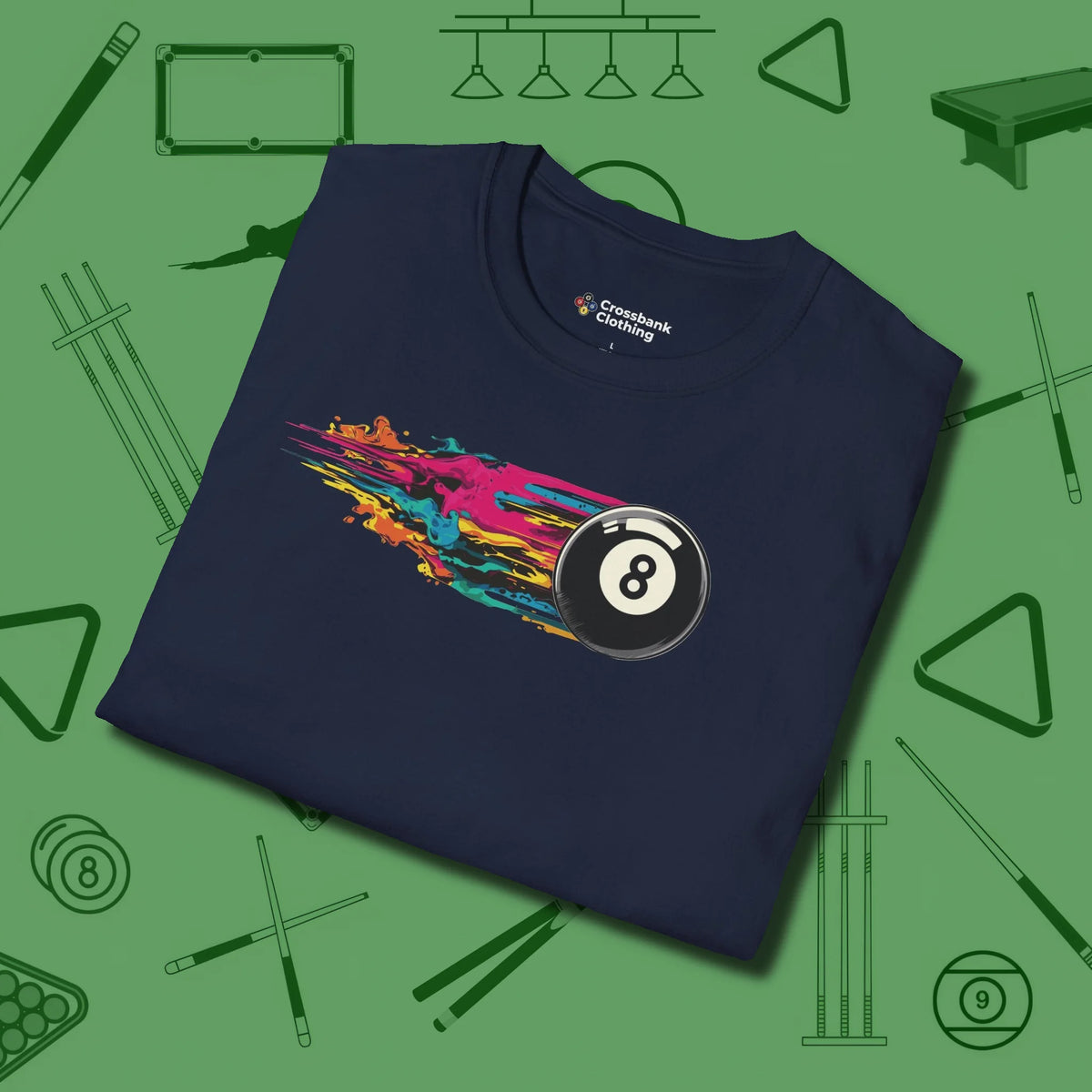 Eight Ball Streak T-Shirt, folded view, in Navy attitude built for the long haul