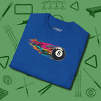 Eight Ball Streak T-Shirt, folded view, in Royal put your best game on display