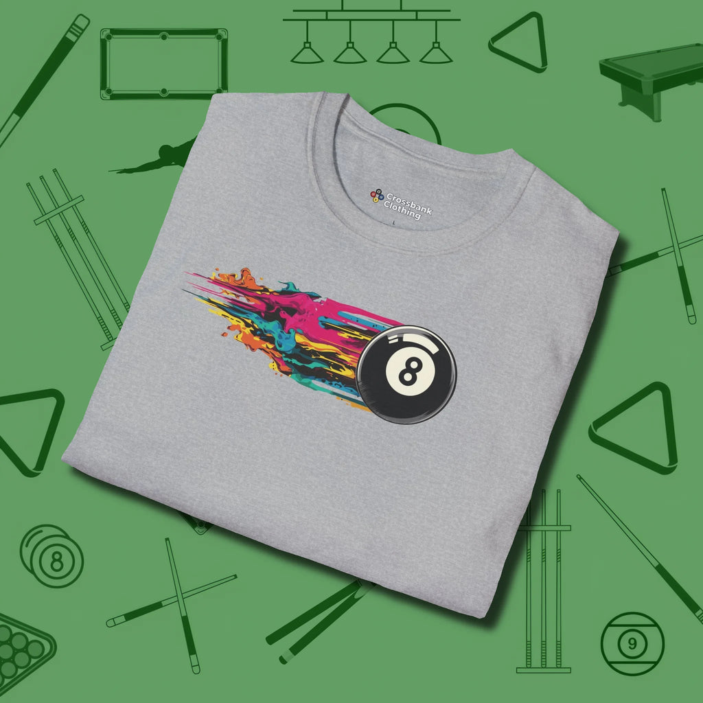 Eight Ball Streak T-Shirt, folded view, in Sport Grey cue up respect every time you wear it