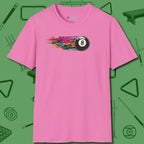 Eight Ball Streak T-Shirt, front view, in Azalea it’s not a hobby — it’s a lifestyle