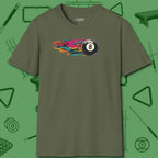 Eight Ball Streak T-Shirt, front view, in Military Green table-tested, street-approved style