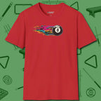 Eight Ball Streak T-Shirt, front view, in Red your go-to shirt for league night victories