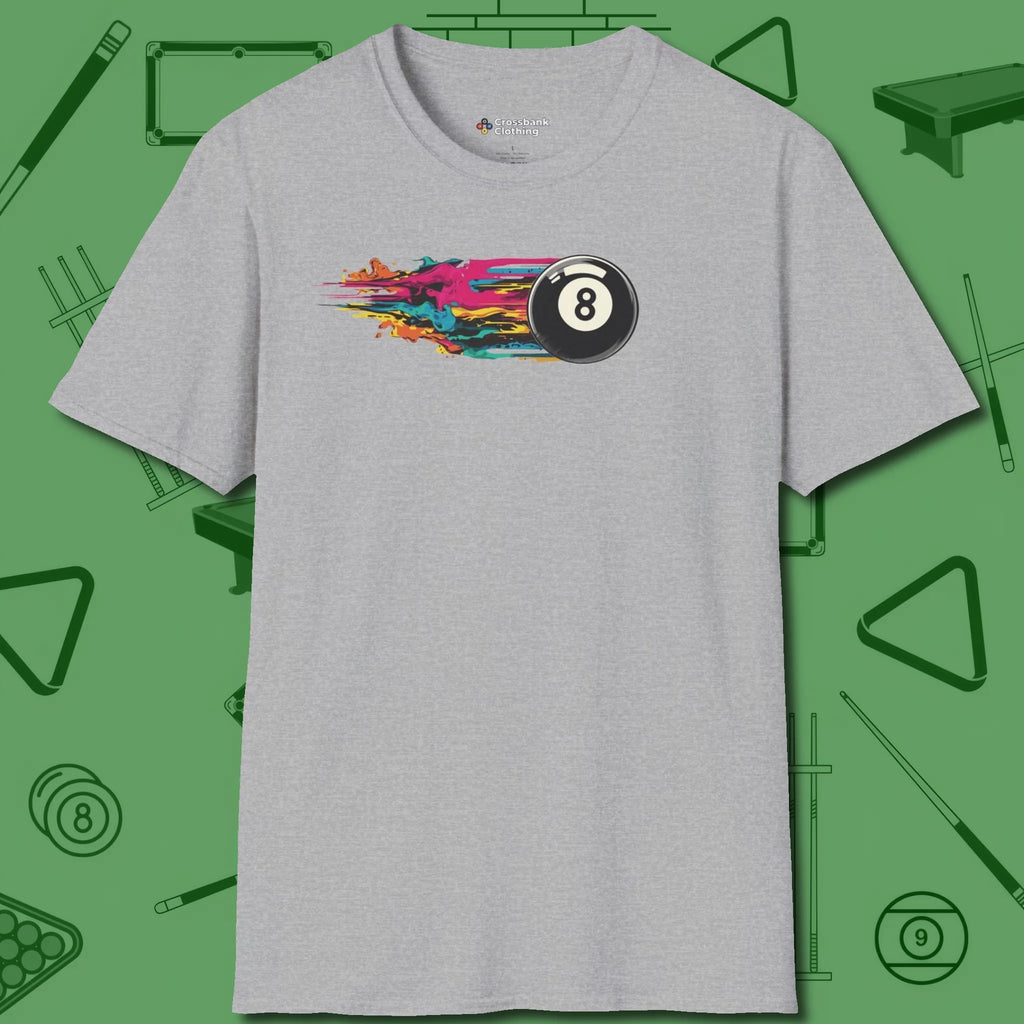 Eight Ball Streak T-Shirt, front view, in Sport Grey because you don’t just play — you represent