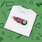 Eight Ball Streak Pool T-Shirt, in White color, billiards shirt, folded view