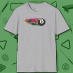 Eight Ball Streak Pool T-Shirt, in Sport Grey color, billiards shirt, front view