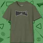 Eight Ball Letters T-Shirt, front view, in Military Green tough like your favorite break cue