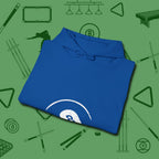 Eight Ball Tummy Hoodie, folded view, in Royal an extension of your pool persona