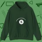 Eight Ball Tummy Hoodie, front view, in Forest Green from chalk to clutch, look the part