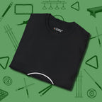 Eight Ball Tummy T-Shirt, folded view, in Black cool enough for a corner pocket finish