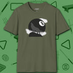 Howling Wolf T-Shirt, in Military Green color, billiards shirt, front view