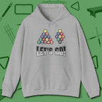 Eight & Nine Ball Let's Go Hoodie, front view, in Sport Grey the official uniform of the after-hours crew