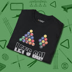 Eight & Nine Ball Let's Go T-Shirt, folded view, in Black styled to dominate from rack to run-out