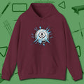 Electric Charge Eight Ball Hoodie, front view, in Maroon for players who live the game
