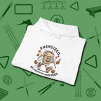 Energized By Coffee And Hoodie, folded view, in White the official uniform of the after-hours crew