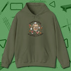 Energized By Coffee And Hoodie, front view, in Military Green like your stroke — smooth and deliberate