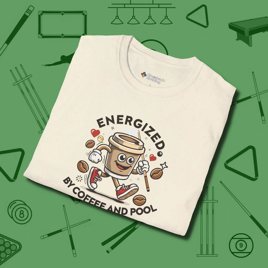 Energized By Coffee And T-Shirt, folded view, in Natural for shooters who dress like they play: sharp