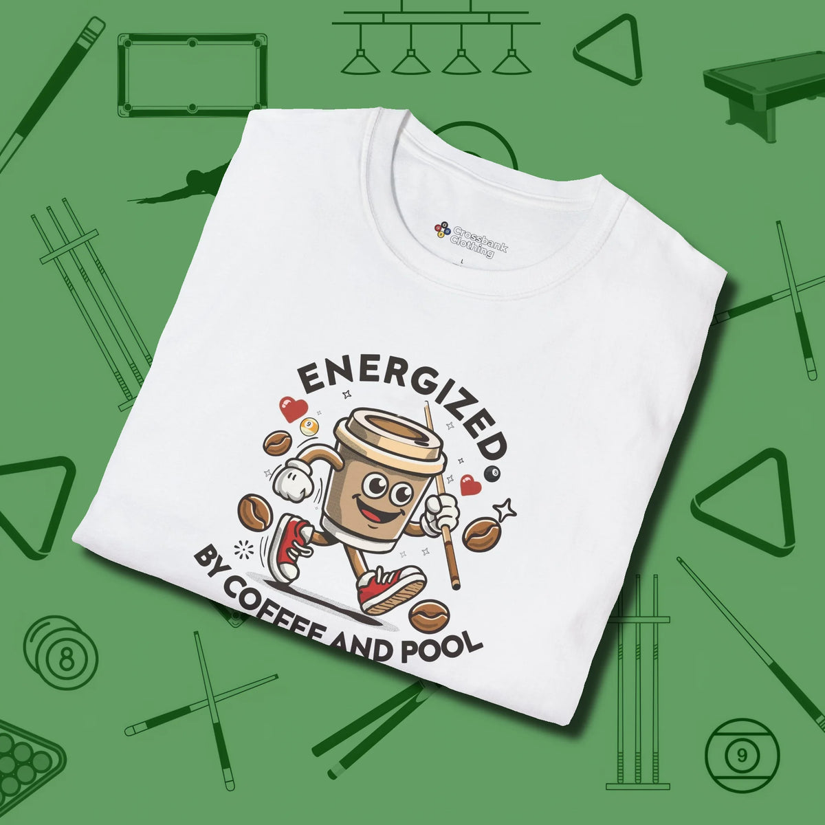 Energized By Coffee And T-Shirt, folded view, in White put your best game on display