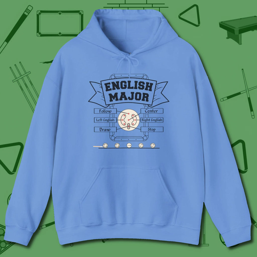 English Major Hoodie, front view, in Carolina Blue what champions wear between racks