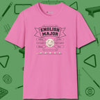 English Major T-Shirt, front view, in Azalea not your average 8-ball graphic tee