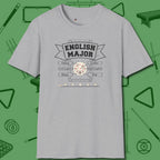 English Major T-Shirt, front view, in Sport Grey cool enough for a corner pocket finish