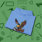 Fire Eagle Hoodie, folded view, in Carolina Blue for hustlers who keep it honest