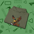 Fire Eagle Hoodie, folded view, in Military Green strike fear with swagger and precision