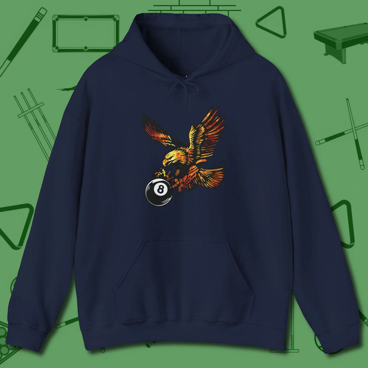 Fire Eagle Hoodie, front view, in Navy strike fear with swagger and precision