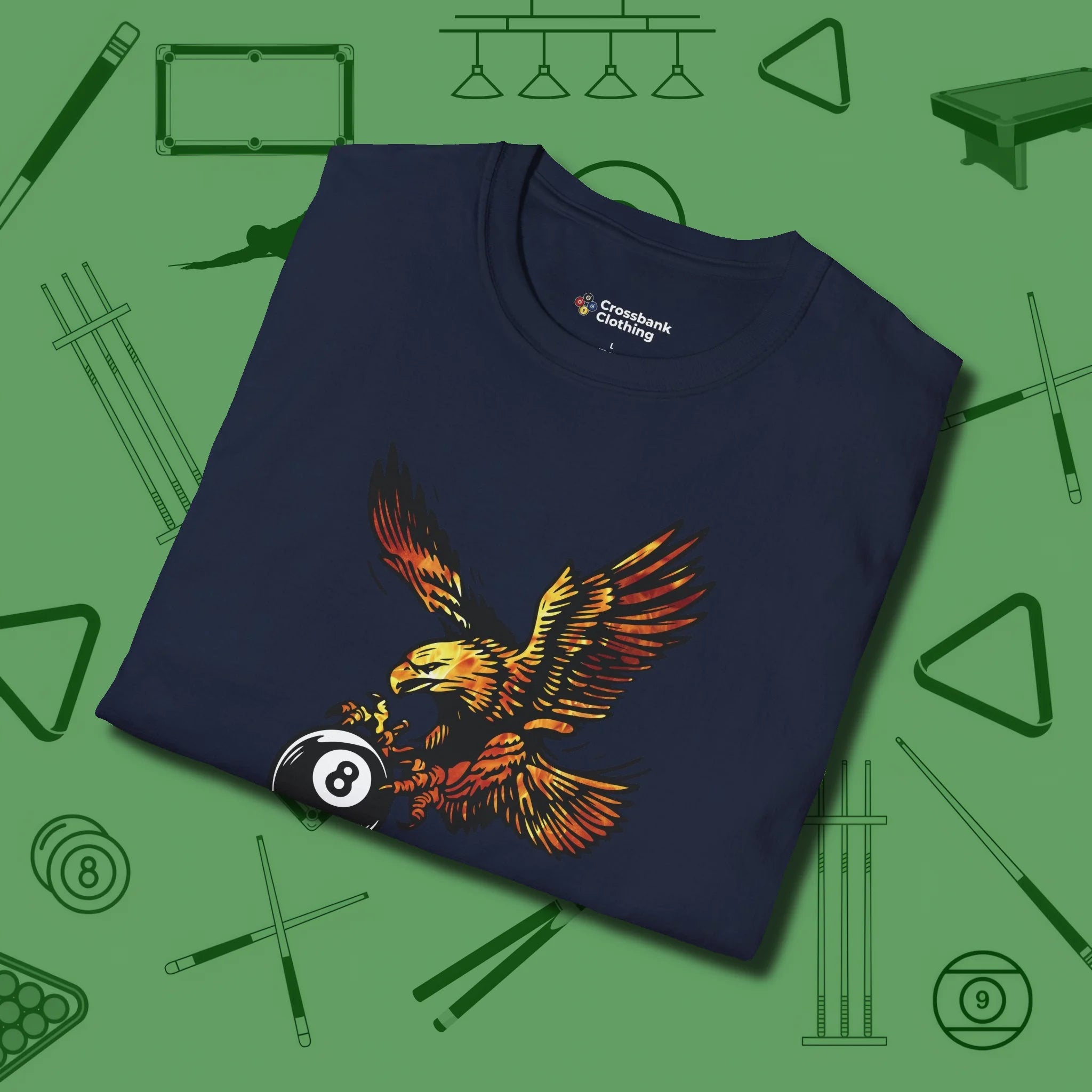 Fire Eagle T-Shirt, folded view, in Navy the shirt that plays position