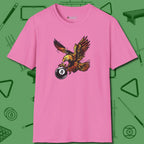 Fire Eagle T-Shirt, front view, in Azalea tough like your favorite break cue