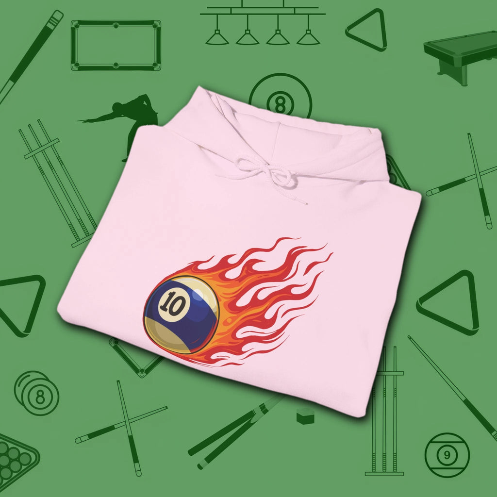 Firestorm Break Hoodie, in Royal color, billiards shirt, folded view