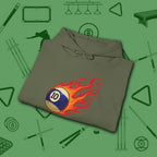 Firestorm Break Hoodie, in Military Green color, billiards shirt, folded view