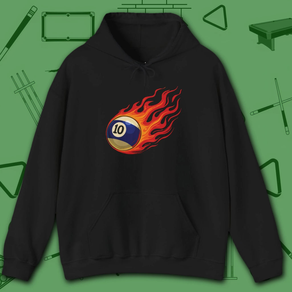 Firestorm Break Hoodie, in Black color, billiards shirt, front view