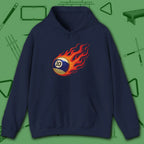 Firestorm Break Hoodie, in Navy color, billiards shirt, front view