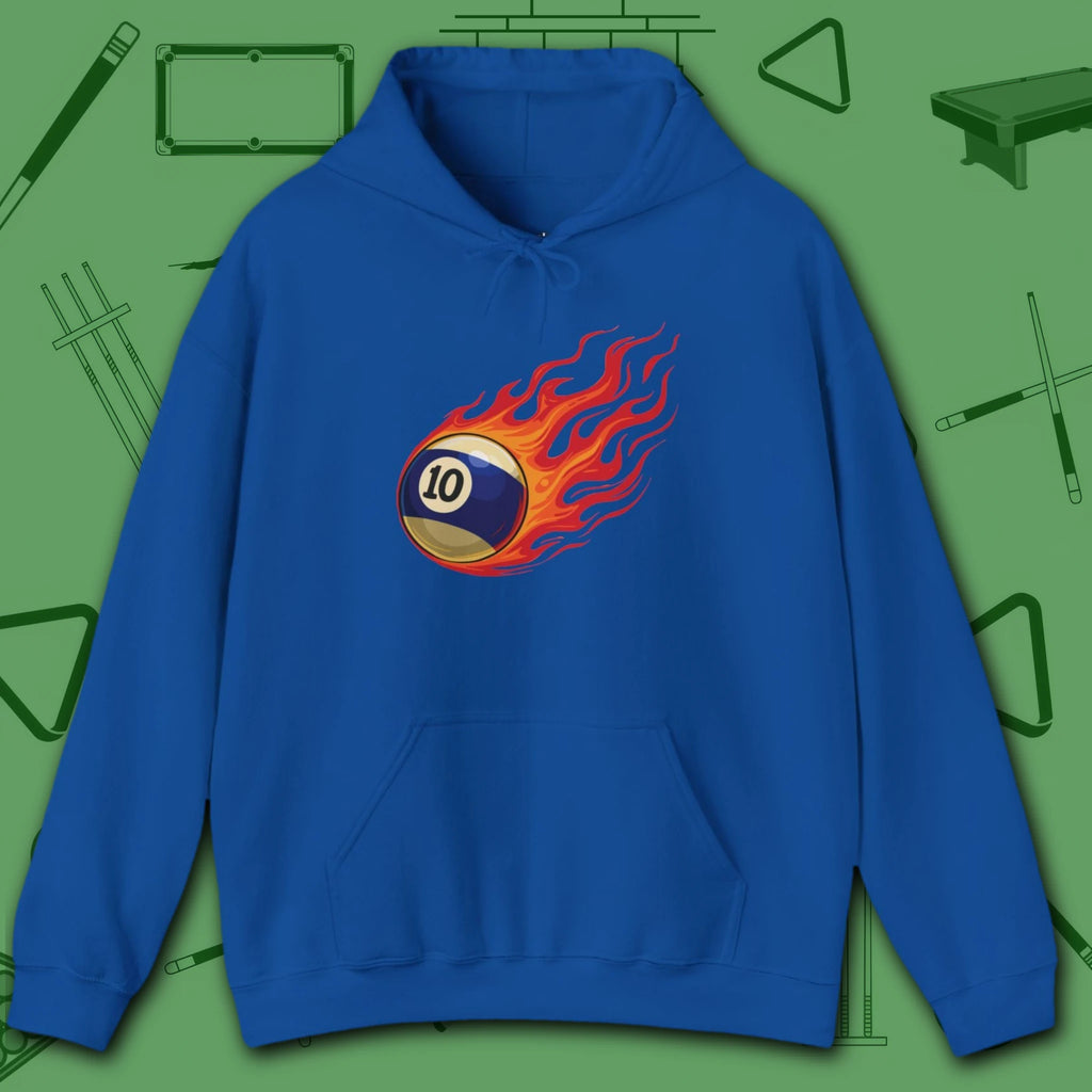 Firestorm Break Hoodie, in Royal color, billiards shirt, front view