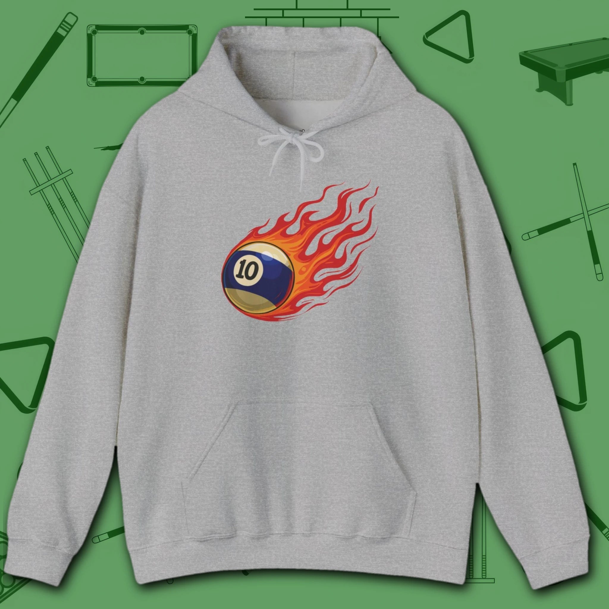 Firestorm Break Hoodie, in Sport Grey color, billiards shirt, front view