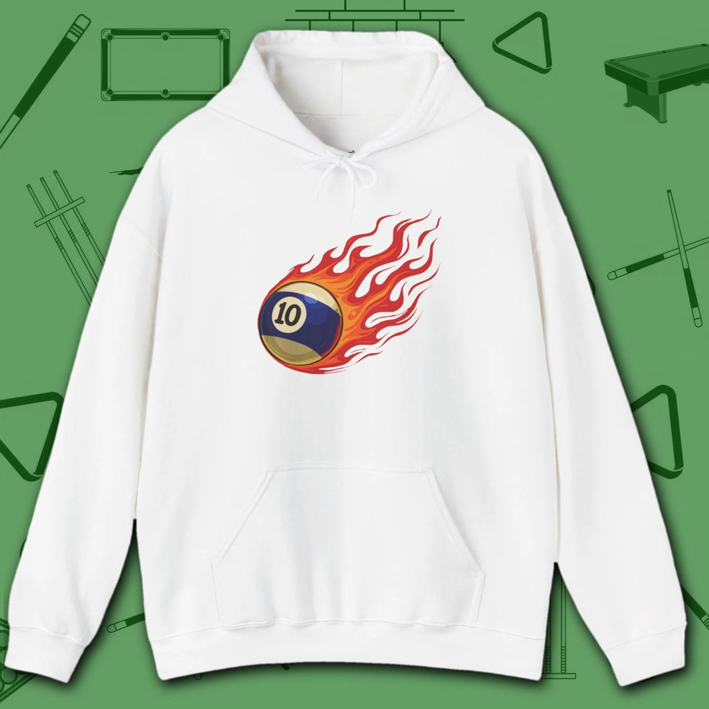 Firestorm Break Hoodie, in White color, billiards shirt, front view