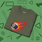 Firestorm Break T-Shirt, in Military Green color, billiards shirt, folded view