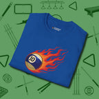 Firestorm Break T-Shirt, in Royal color, billiards shirt, folded view