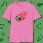 Firestorm Break T-Shirt, in Azalea color, billiards shirt, front view
