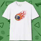 Firestorm Break T-Shirt, in White color, billiards shirt, front view