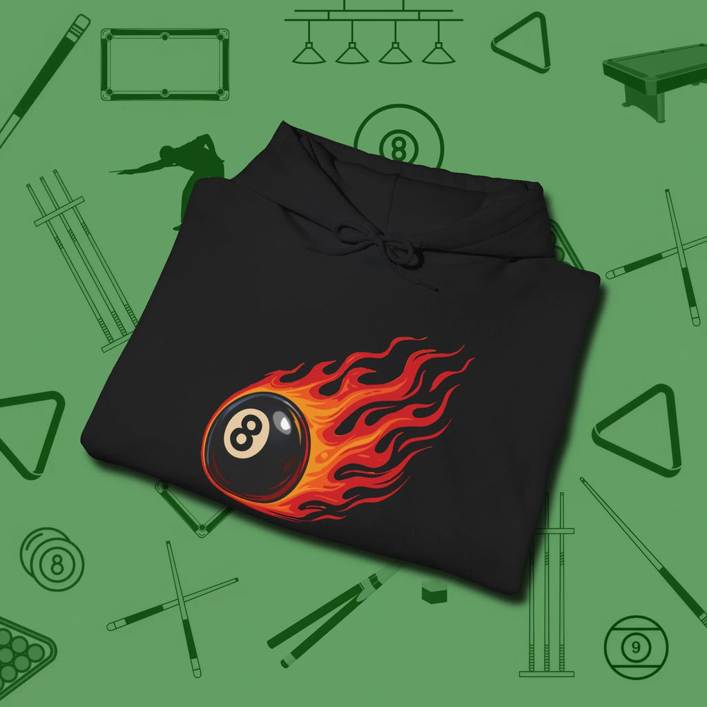 Firestorm Break Hoodie, in Black color, billiards shirt, folded view