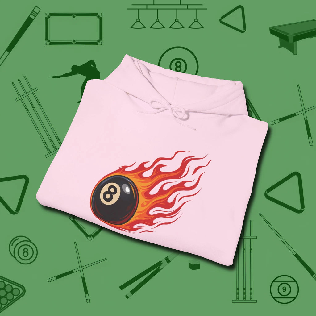Firestorm Break Hoodie, in Light Pink color, billiards shirt, folded view