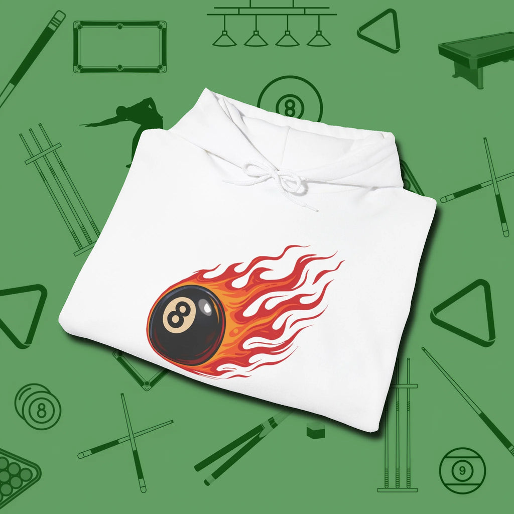 Firestorm Break Hoodie, in White color, billiards shirt, folded view