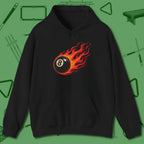 Firestorm Break Hoodie, in Black color, billiards shirt, front view