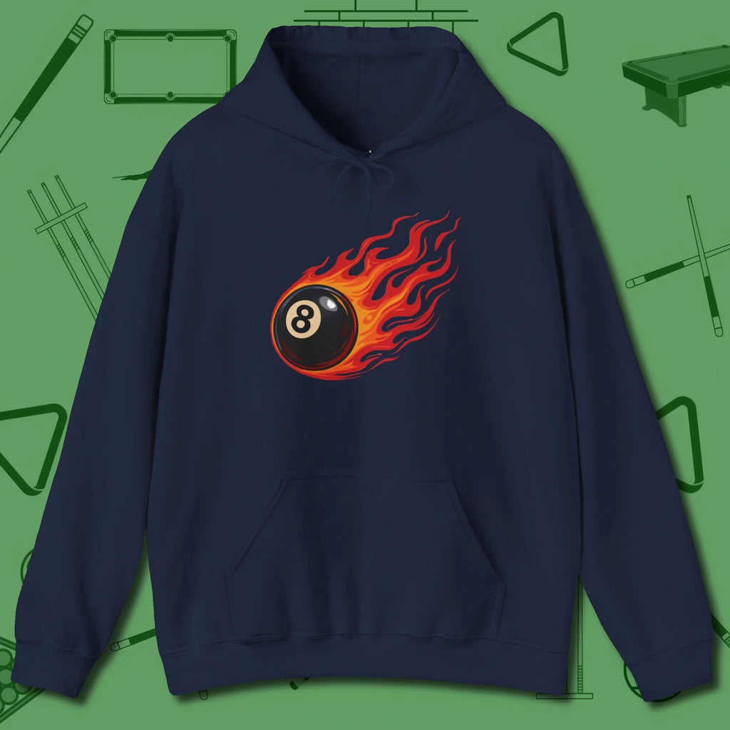 Firestorm Break Hoodie, in Navy color, billiards shirt, front view