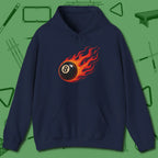 Firestorm Break Hoodie, in Navy color, billiards shirt, front view